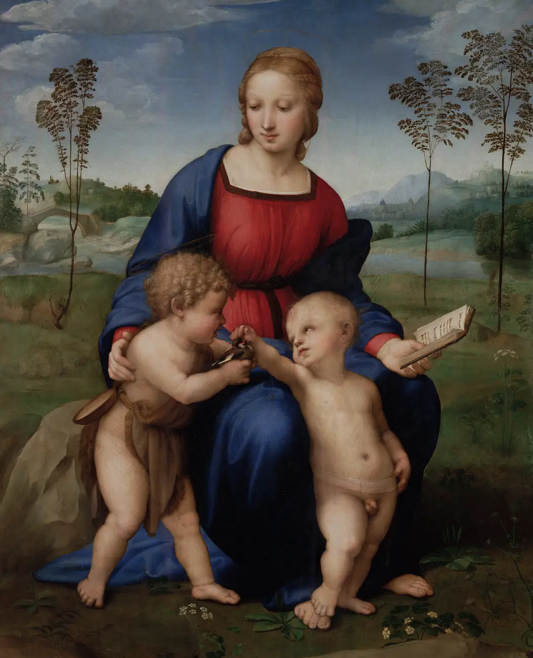 The portrait of Madonna of the Goldfinch displayed at the Uffizi Gallery