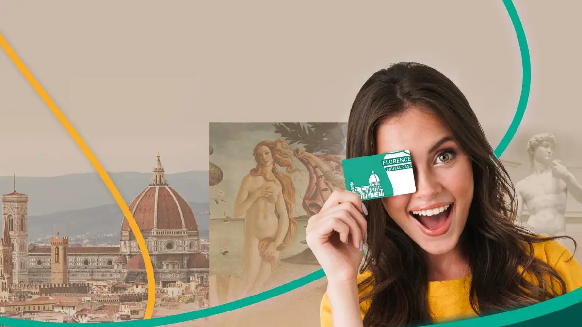 A woman holding the Florence digital pass