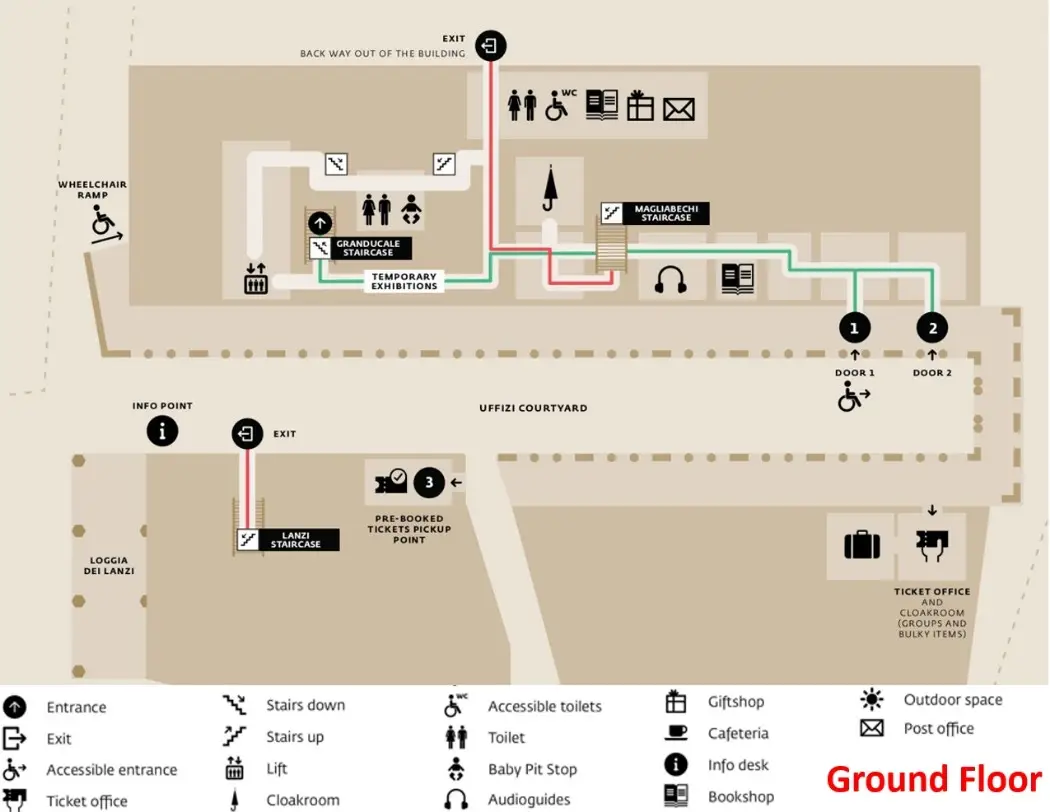 Ground floor map of the Uffizi Gallery Ground floor map of the Uffizi Gallery