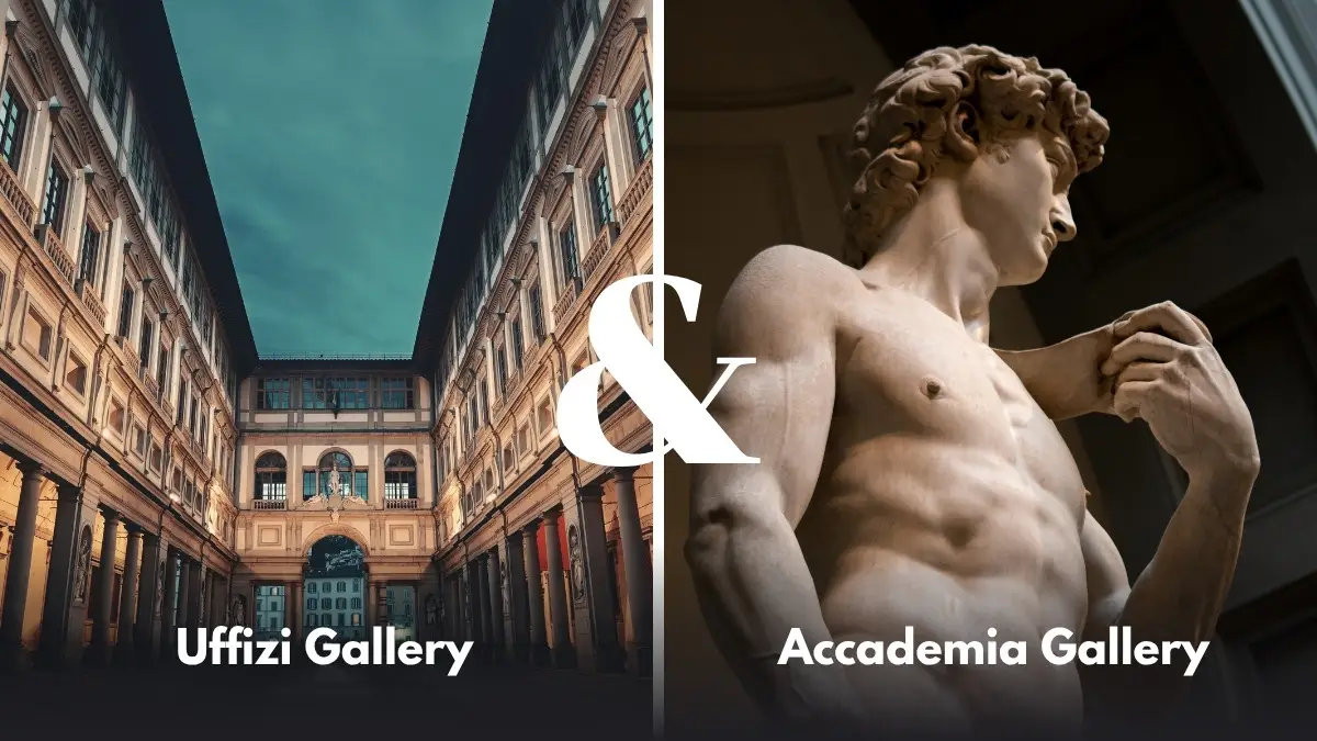 Images of Uffizi gallery and Accademia gallery